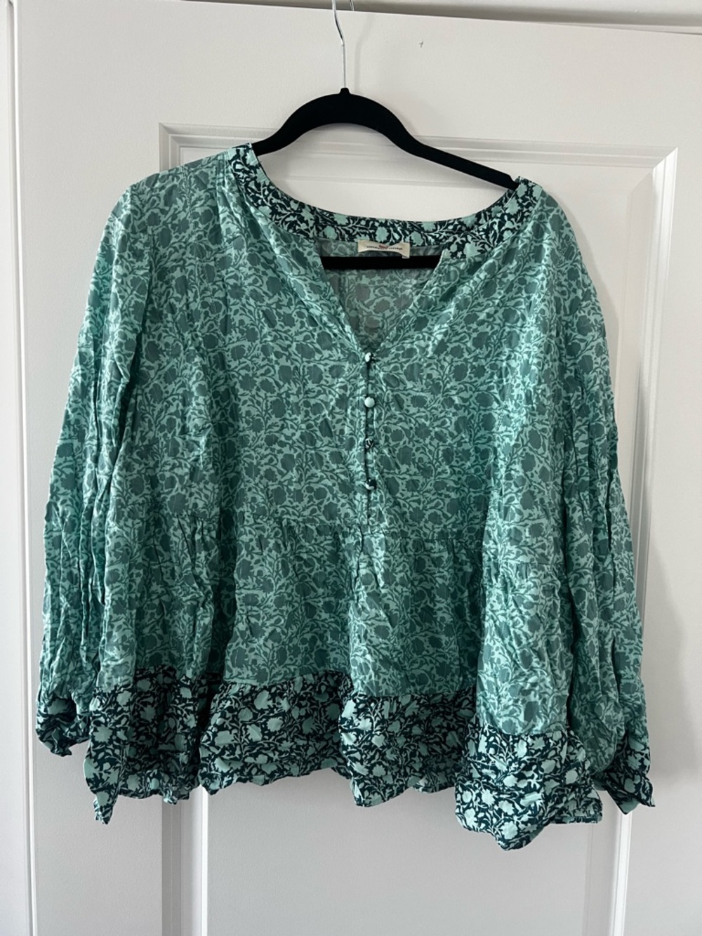 Vineyard Vines Seafoam Green Floral Button-Front Tunic